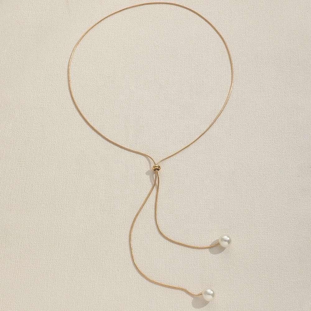 Pearl Drop Lariat Necklace