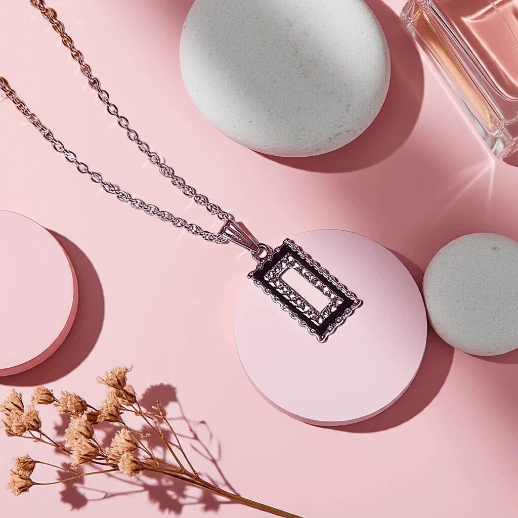 Rectangular Sparkle Pendant Necklace