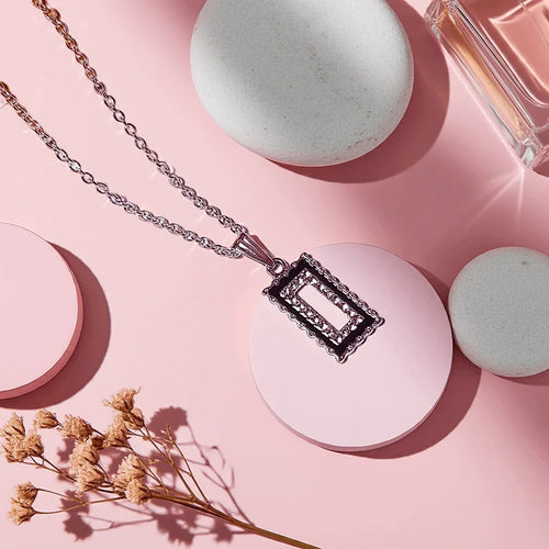 Rectangular Sparkle Pendant Necklace